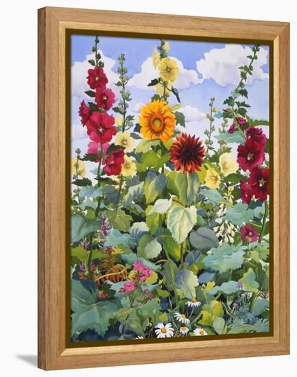 Hollyhocks and Sunflowers, 2005-Christopher Ryland-Framed Premier Image Canvas