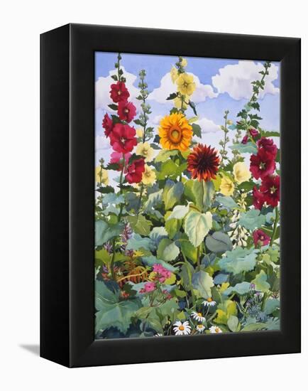 Hollyhocks and Sunflowers, 2005-Christopher Ryland-Framed Premier Image Canvas