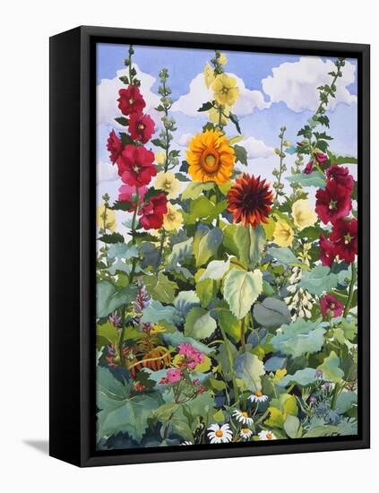 Hollyhocks and Sunflowers, 2005-Christopher Ryland-Framed Premier Image Canvas