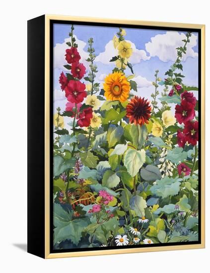 Hollyhocks and Sunflowers, 2005-Christopher Ryland-Framed Premier Image Canvas