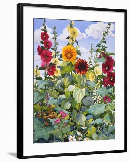 Hollyhocks and Sunflowers, 2005-Christopher Ryland-Framed Giclee Print