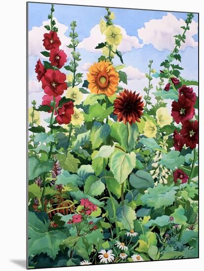 Hollyhocks and Sunflowers-Christopher Ryland-Mounted Giclee Print