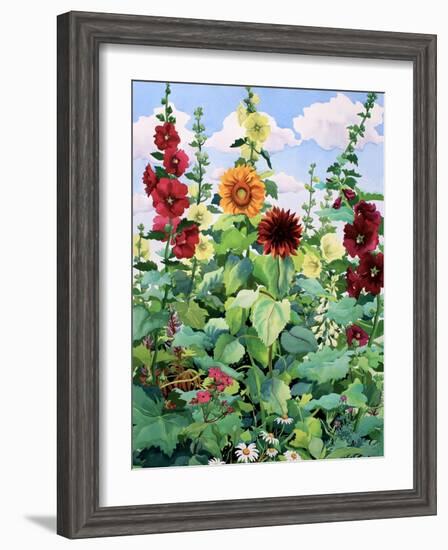 Hollyhocks and Sunflowers-Christopher Ryland-Framed Giclee Print