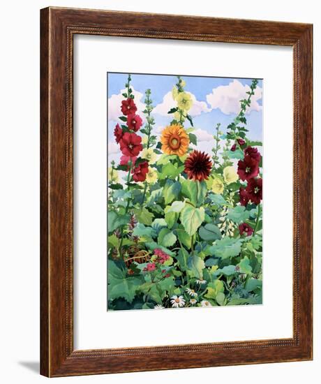 Hollyhocks and Sunflowers-Christopher Ryland-Framed Giclee Print