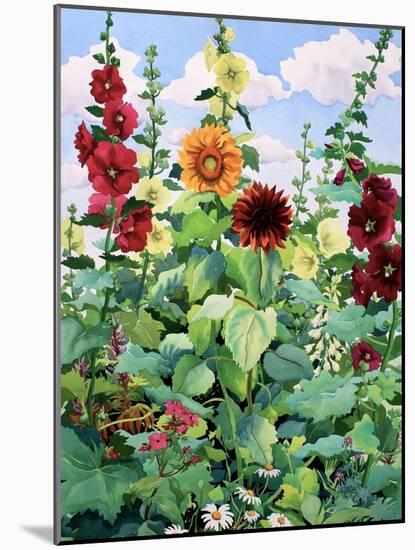 Hollyhocks and Sunflowers-Christopher Ryland-Mounted Giclee Print
