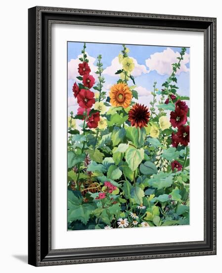 Hollyhocks and Sunflowers-Christopher Ryland-Framed Giclee Print