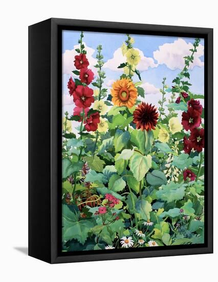 Hollyhocks and Sunflowers-Christopher Ryland-Framed Premier Image Canvas