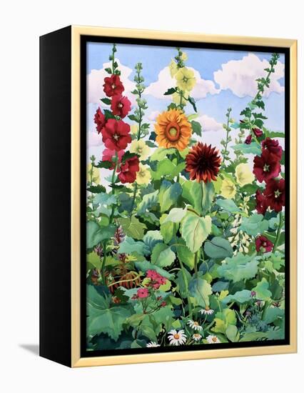 Hollyhocks and Sunflowers-Christopher Ryland-Framed Premier Image Canvas