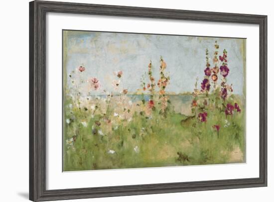 Hollyhocks by the Sea-Cheri Blum-Framed Art Print