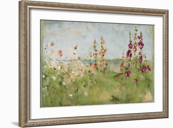 Hollyhocks by the Sea-Cheri Blum-Framed Art Print