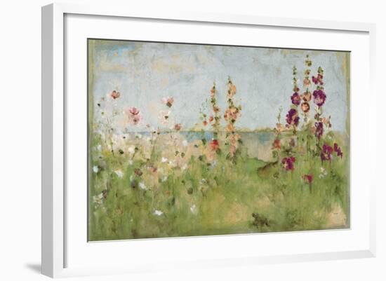 Hollyhocks by the Sea-Cheri Blum-Framed Art Print