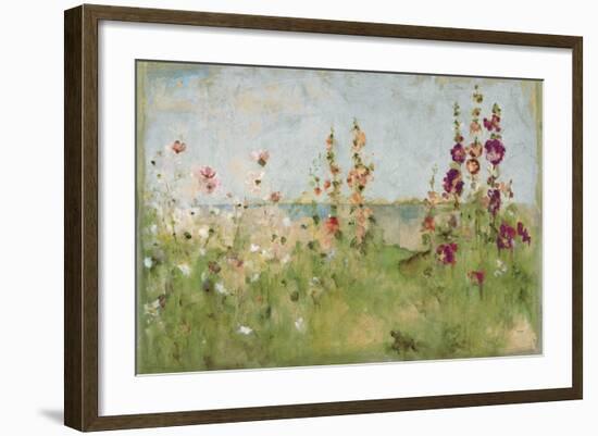 Hollyhocks by the Sea-Cheri Blum-Framed Art Print