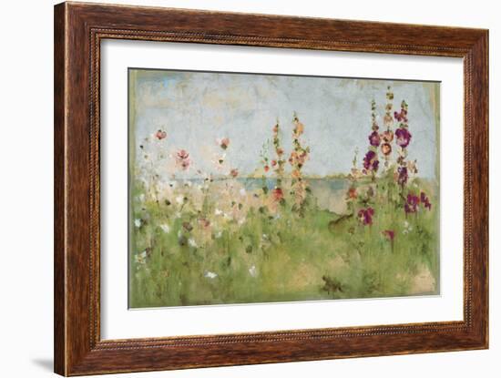 Hollyhocks by the Sea-Cheri Blum-Framed Art Print