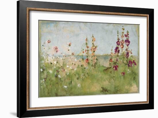 Hollyhocks by the Sea-Cheri Blum-Framed Art Print