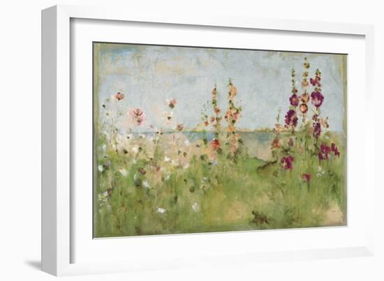 Hollyhocks by the Sea-Cheri Blum-Framed Art Print