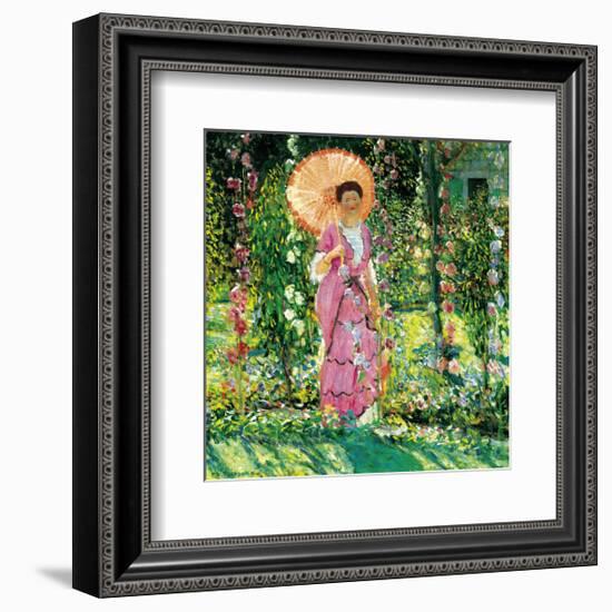 Hollyhocks, c.1912-1913-Frederick Carl Frieseke-Framed Premium Giclee Print