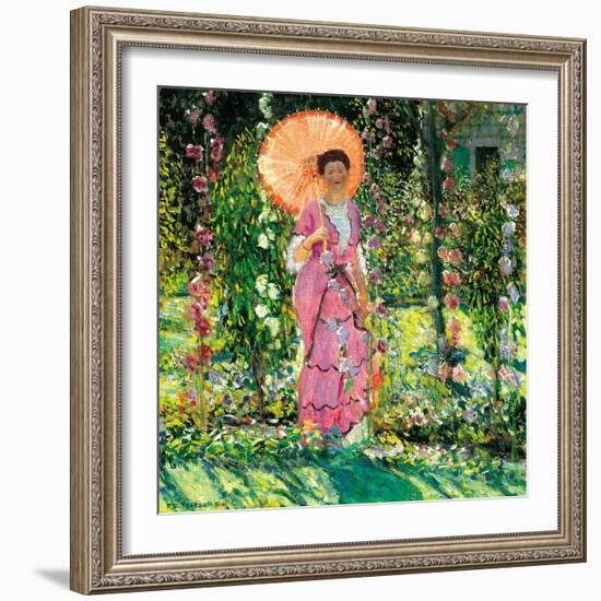 Hollyhocks, C. 1912-Frederick Carl Frieseke-Framed Giclee Print