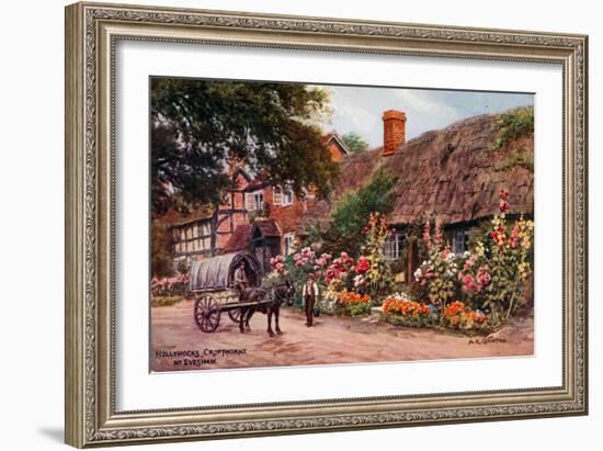 Hollyhocks, Cropthorne, Evesham-Alfred Robert Quinton-Framed Giclee Print