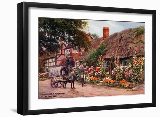 Hollyhocks, Cropthorne, Evesham-Alfred Robert Quinton-Framed Giclee Print