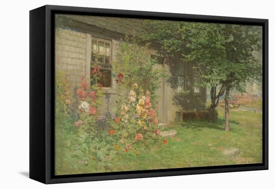 Hollyhocks, Nantucket, Mid- to Late-19th Century-John Joseph Enneking-Framed Premier Image Canvas