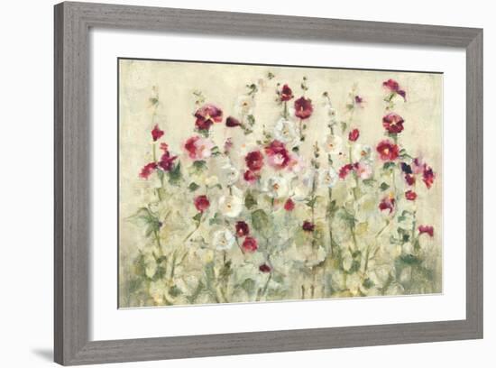 Hollyhocks Row Cool-Cheri Blum-Framed Art Print