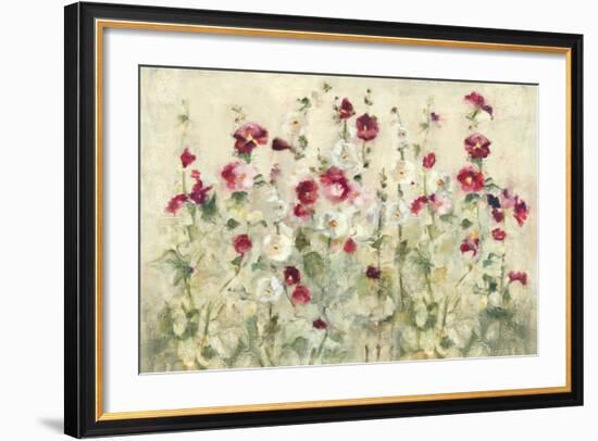 Hollyhocks Row Cool-Cheri Blum-Framed Art Print