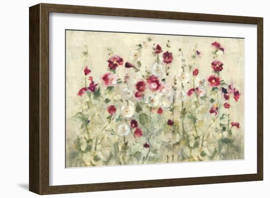 Hollyhocks Row Cool-Cheri Blum-Framed Art Print