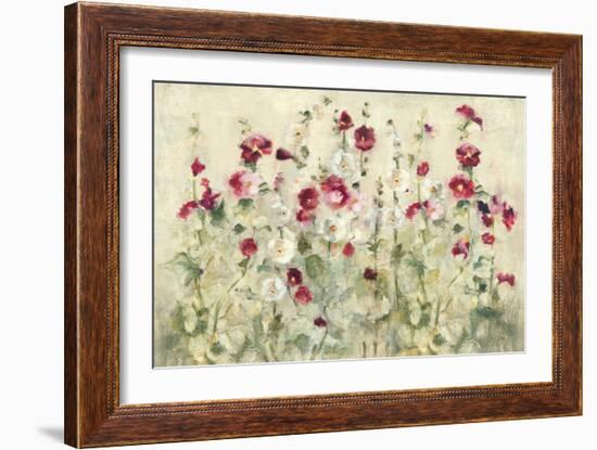 Hollyhocks Row Cool-Cheri Blum-Framed Art Print