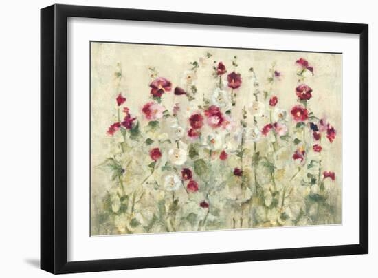 Hollyhocks Row Cool-Cheri Blum-Framed Art Print