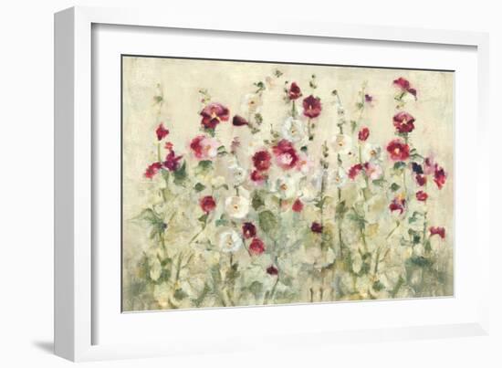 Hollyhocks Row Cool-Cheri Blum-Framed Art Print