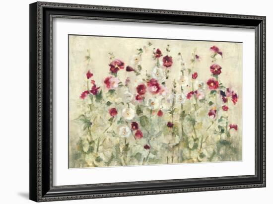 Hollyhocks Row Cool-Cheri Blum-Framed Art Print