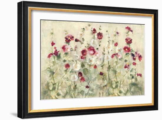 Hollyhocks Row Cool-Cheri Blum-Framed Art Print