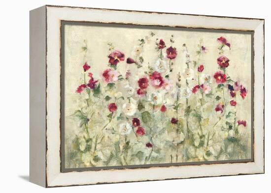 Hollyhocks Row Cool-Cheri Blum-Framed Stretched Canvas