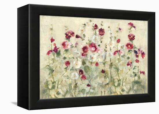 Hollyhocks Row Cool-Cheri Blum-Framed Stretched Canvas