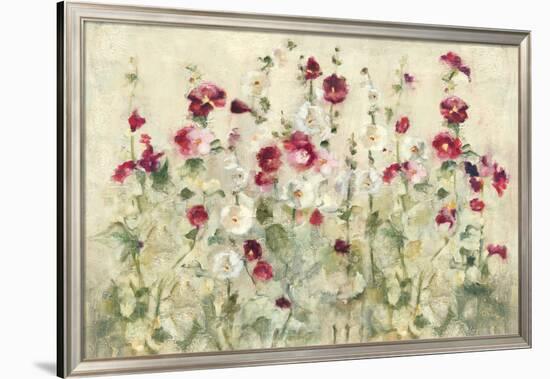 Hollyhocks Row Cool-Cheri Blum-Framed Art Print