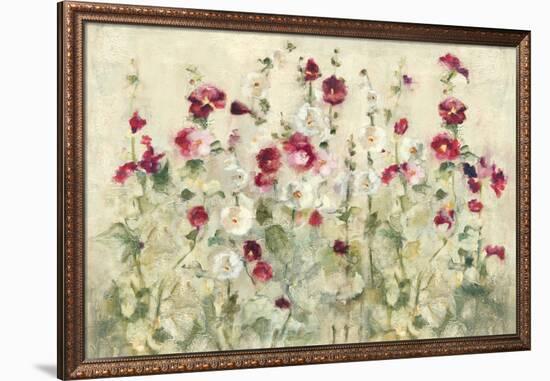 Hollyhocks Row Cool-Cheri Blum-Framed Art Print