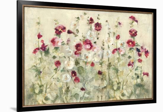 Hollyhocks Row Cool-Cheri Blum-Framed Art Print