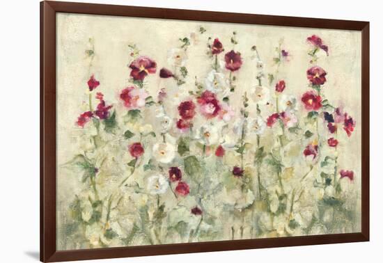 Hollyhocks Row Cool-Cheri Blum-Framed Art Print