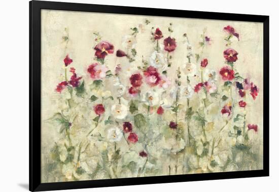 Hollyhocks Row Cool-Cheri Blum-Framed Art Print