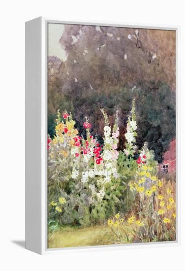 Hollyhocks-Helen Allingham-Framed Premier Image Canvas