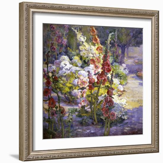 Hollyhocks-Marry Herrick Ross-Framed Art Print