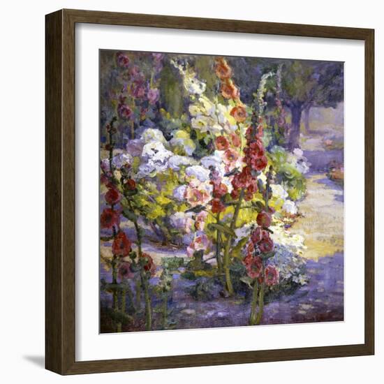 Hollyhocks-Marry Herrick Ross-Framed Art Print