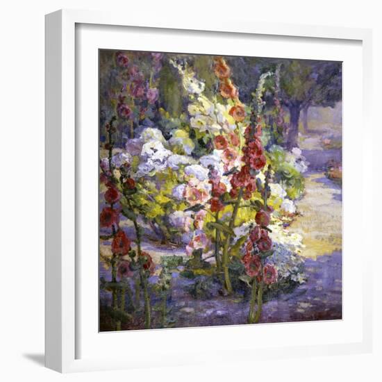 Hollyhocks-Marry Herrick Ross-Framed Art Print