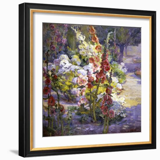 Hollyhocks-Marry Herrick Ross-Framed Art Print