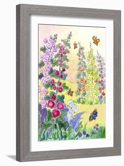 Hollyhocks-Jennifer Zsolt-Framed Giclee Print