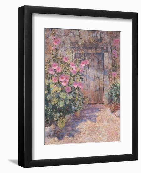 Hollyhocks-unknown Simmonds-Framed Art Print