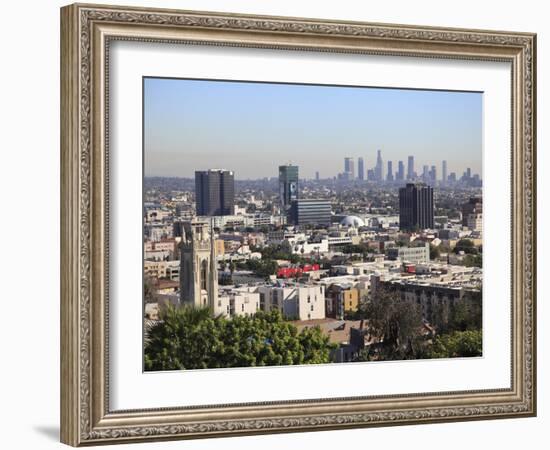 Hollywood and Downtown Skyline, Los Angeles, California, United States of America, North America-Wendy Connett-Framed Photographic Print