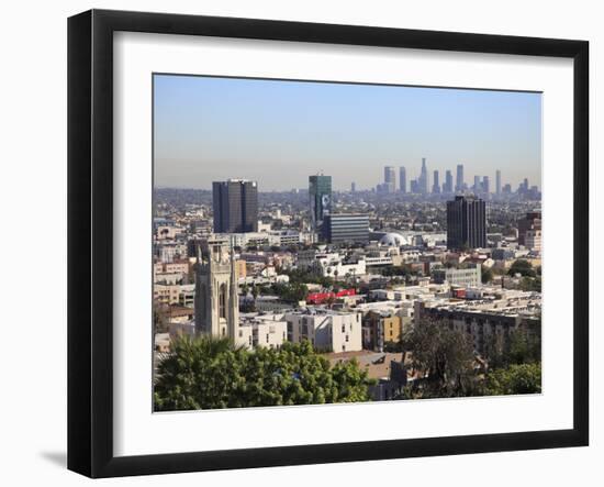 Hollywood and Downtown Skyline, Los Angeles, California, United States of America, North America-Wendy Connett-Framed Photographic Print