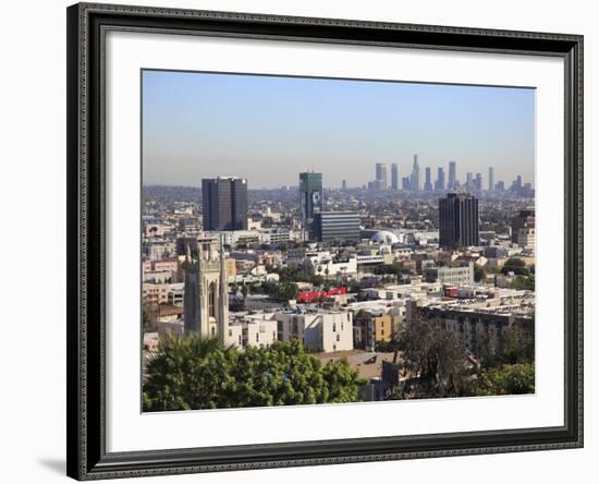 Hollywood and Downtown Skyline, Los Angeles, California, United States of America, North America-Wendy Connett-Framed Photographic Print