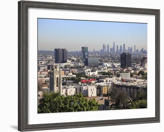 Hollywood and Downtown Skyline, Los Angeles, California, United States of America, North America-Wendy Connett-Framed Photographic Print